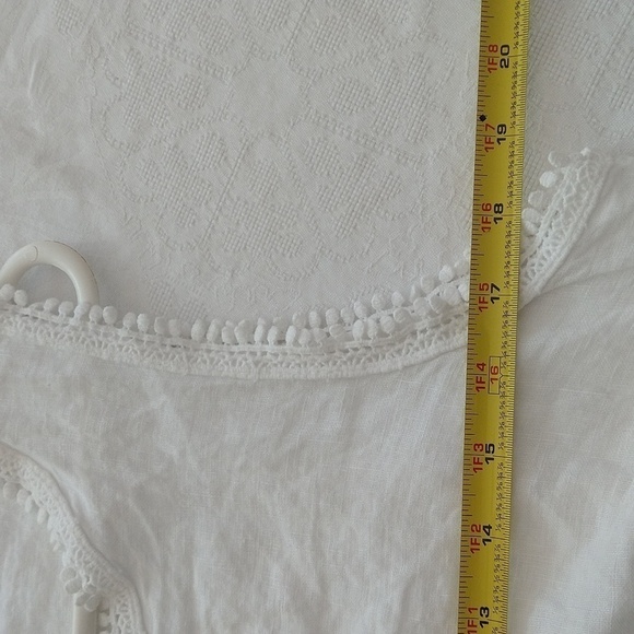 Valentina Naldi white sleeveless Italian linen lace top medium beachy coastal - Picture 4 of 10